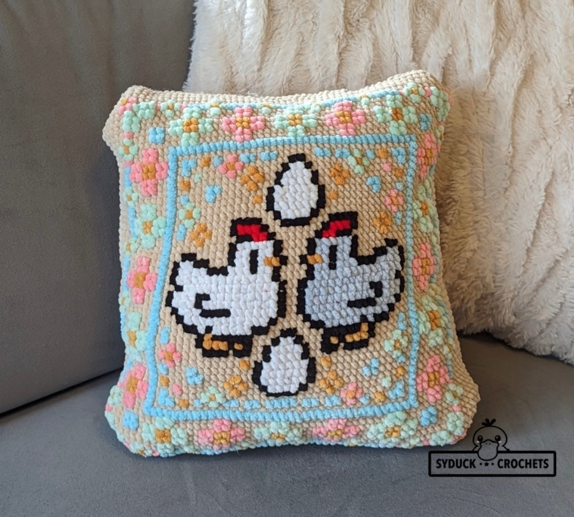 [ Crochet & Cross-Stitch PATTERN] Chicken & Egg Pillow