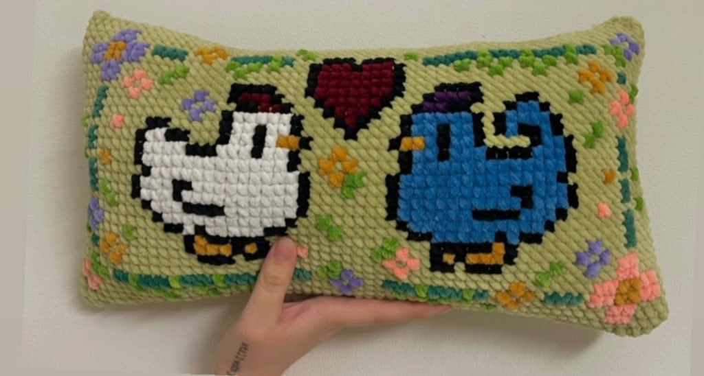 [ Crochet & Cross-Stitch PATTERN] Chicken & Egg Pillow