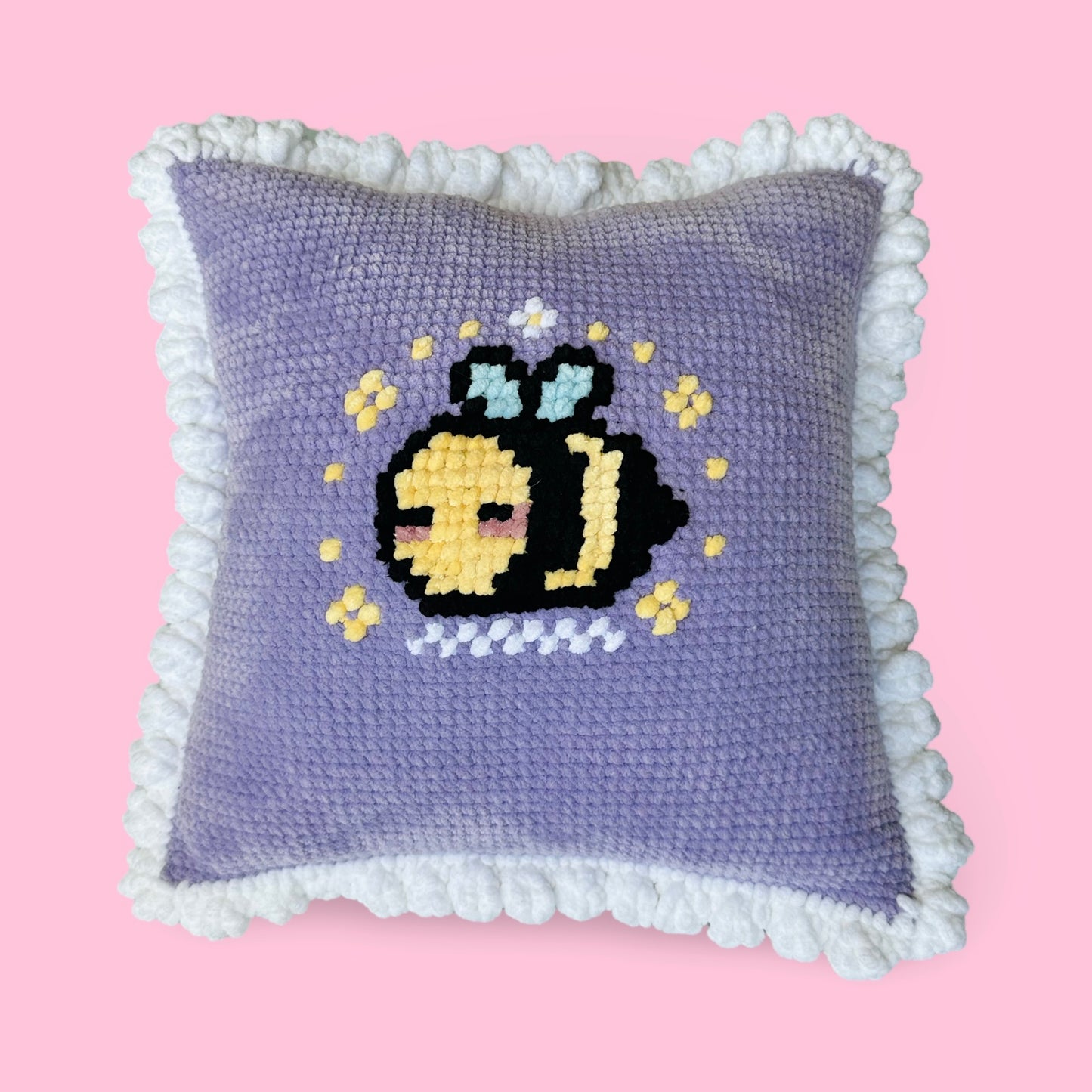 (Ready to Ship) Ruffled Bee & Puppycat Lavender Pillow